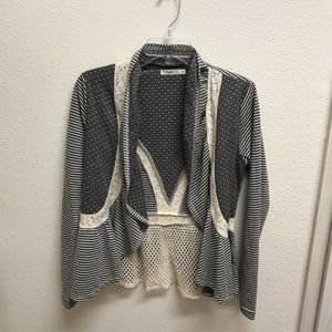 Hazel | grey stripe & polka dot blazer
